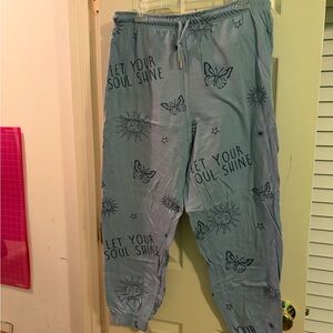 & Other Stories Blue Graphic Track Joggers - "Let Your Soul Shine"